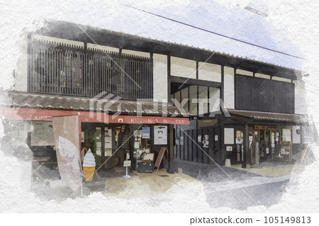 Watercolor-style Saijo Sake Brewery Street Kugurimon Tourist Information Center Higashi-Hiroshima City, Hiroshima Prefecture 105149813