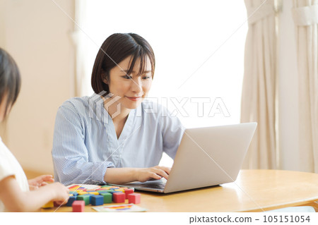 portrait of mom using computer portrait of mom using computer 105151054