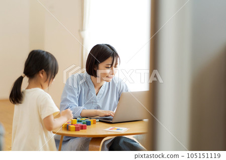 portrait of mom using computer 105151119