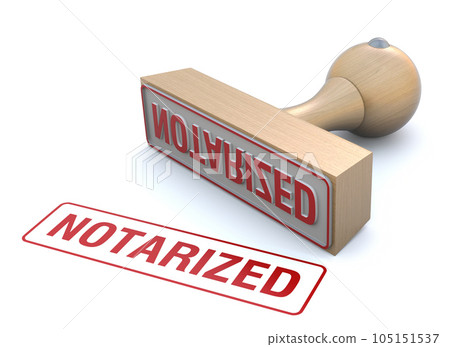 Rubber stamp with word Notarized 105151537
