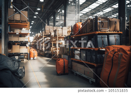Large warehouse of lost and forgotten luggage at the airport. Large warehouse of lost and forgotten luggage at the airport. 105151835