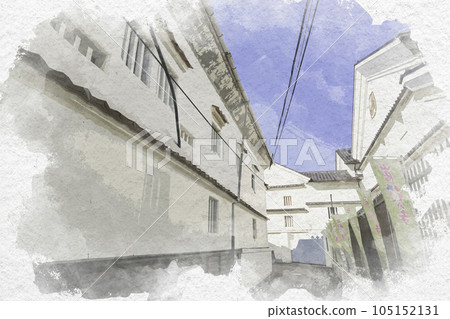 Watercolor-style Saijo Sake Brewery Street, Kamotsuru Sake Brewery Head Brewery, Higashi-Hiroshima City, Hiroshima Prefecture 105152131