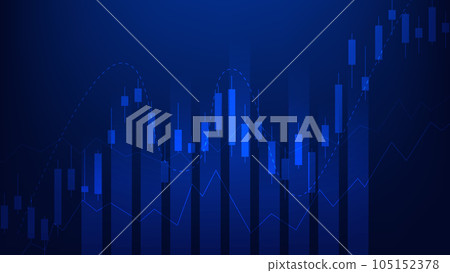 Financial business statistics with bar graph and candlestick chart show stock market price on dark background 105152378