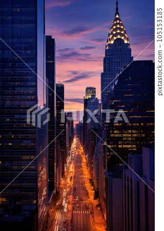 Cityscape of the big city and the light of the night view 105153185