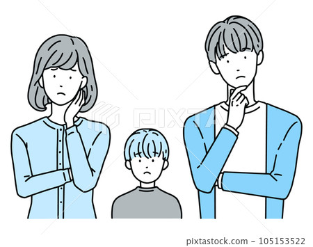 Troubled expression / troubled couple and children Male & female 105153522