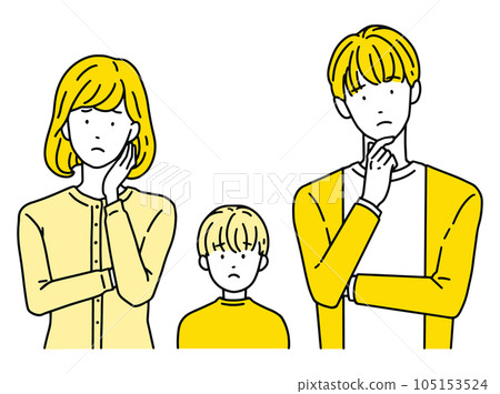 Troubled expression / troubled couple and children Male & female 105153524