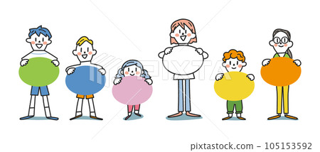 小學小組討論 小學生舉起圓板插畫素材 105153592