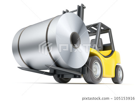 Forklift with rolls of steel sheet Forklift with rolls of steel sheet 105153916