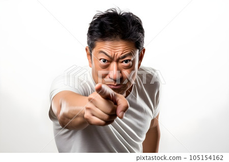 Angry middle-aged man White background 3 AI-generated image 105154162