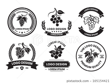grape logo in flat line art style 105154421