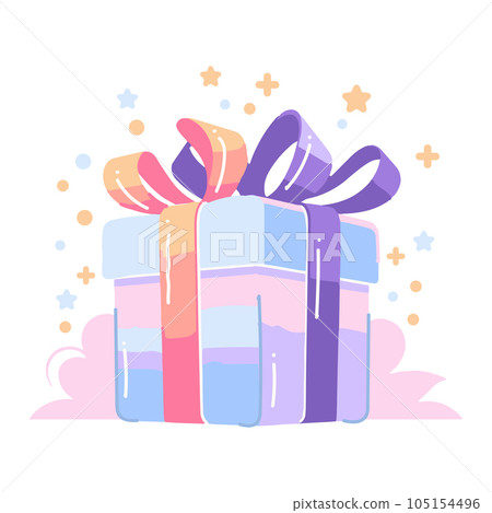 Hand Drawn christmas gift box in flat style 105154496