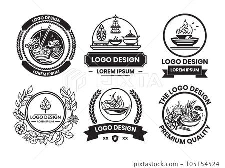 Thai restaurant logo in flat line art style Thai restaurant logo in flat line art style 105154524