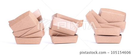 Empty disposable paper fast food tray isolated on white Empty disposable paper fast food tray isolated on white 105154606