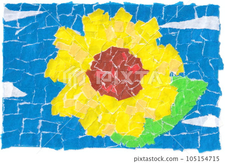 [Paper picture/chigiri picture] Sunflower (landscape) 105154715