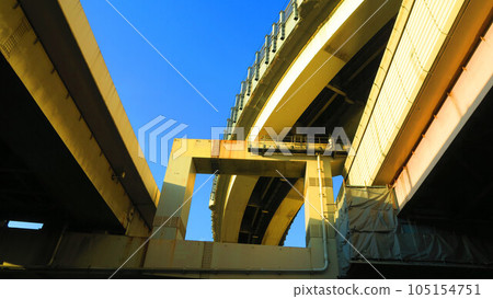 Blue sky scenery looking up from below at Kawaguchi Junction in Kawaguchi City, Saitama Prefecture 105154751