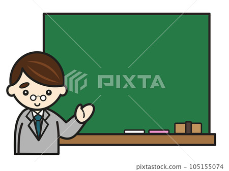 A man in a suit standing in front of a blackboard 105155074