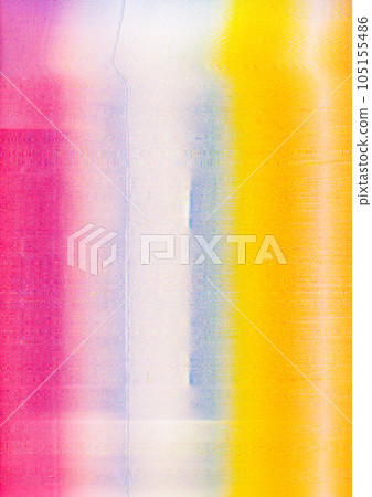 Glitch noise. Gradient color. Signal distortion. Digital background with yellow white pink smearing gradient lines interference ribbed texture. Glitch noise. Gradient color. Signal distortion. Digital background with yellow white pink smearing gradient lines interference ribbed texture. 105155486