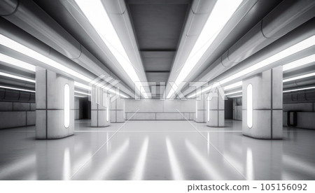 Abstract white studio background for product presentation. Empty gray room with shadows of window. Display product with blurred backdrop. AI Generative 105156092
