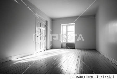 Abstract white studio background for product presentation. Empty gray room with shadows of window. Display product with blurred backdrop. AI Generative 105156121