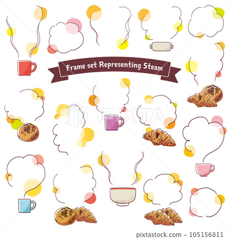 Hand-drawn illustration set of steam, steam, smell, and smoke colored no text 105156811