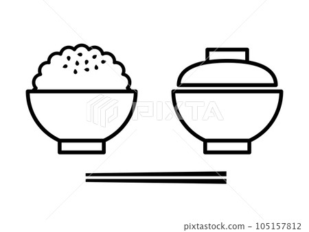 味噌湯配米飯和蓋子 105157812