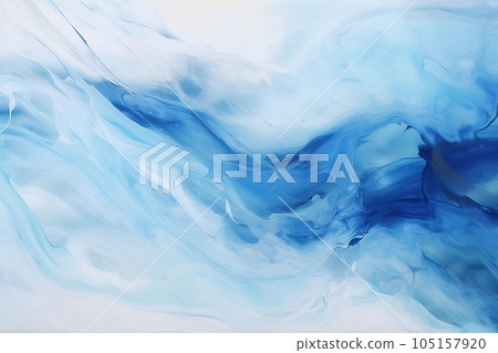 Abstract oil paint, ink wave pattern, colorful banner background, white and blue colors 105157920