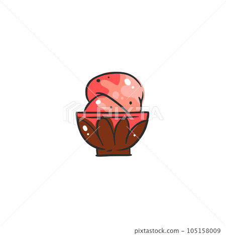 Hand drawn vector abstract cartoon ice creram glass cup ,sundae line art illustration .Ice cream dessert vector illustration design concept. Sweed food ,ice dessert cute doodle illustration isolated. 105158009