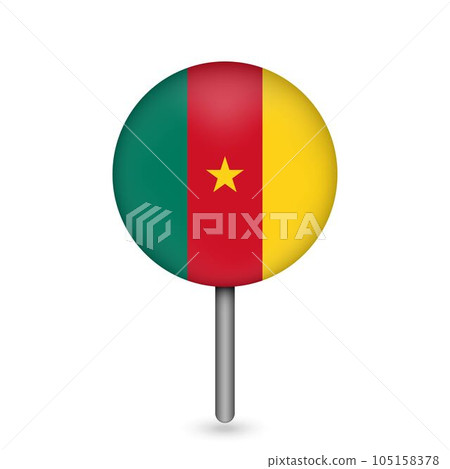 Map pointer with contry Cameroon. Cameroon flag. Vector illustration. 105158378