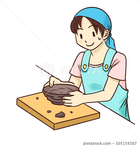 Children doing pottery 105158387