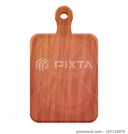 Cutting board wooden chopping desk top view in cartoon style isolated on white background. Wood shield, menu mockup 105158970