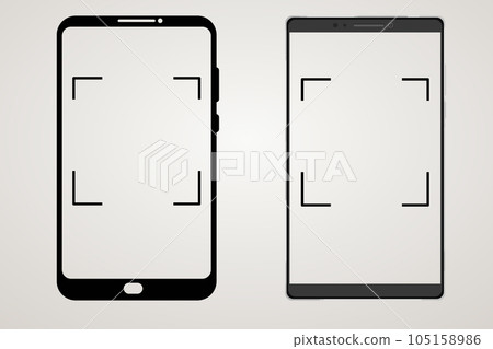 Cell phone, smartphone screen frame front view modern gadget mock up template isolated on white background. Device to display applications 105158986