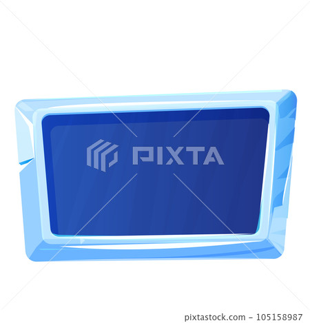Ice button, frozen frame, level menu in cartoon style isolated on white background. Glass shiny panel, game ui element. Ice button, frozen frame, level menu in cartoon style isolated on white background. Glass shiny panel, game ui element. 105158987