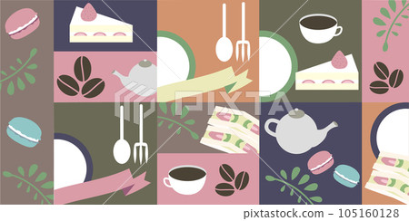 Stylish wallpaper of coffee and sweets 105160128