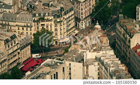View from above of the Boulevard du Montparnasse, a famous city street in Paris, France View from above of the Boulevard du Montparnasse, a famous city street in Paris, France 105160330
