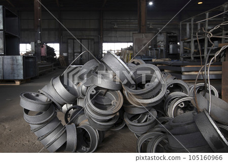 Metal blanks in the workshop of a metalworking plant. 105160966