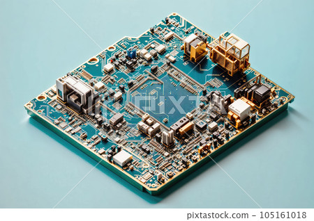 Microchips on a complex circuit board 105161018