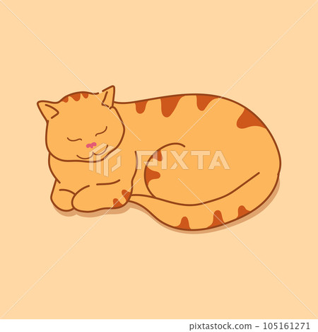 Sleeping ginger in a peaceful position. Cute red tabby cat sleeps. Vector illustration Sleeping ginger in a peaceful position. Cute red tabby cat sleeps. Vector illustration 105161271