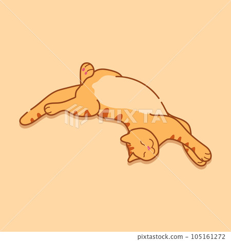 Well sleeping ginger cat in a relaxed position. Cute red tabby cat. Vector illustration Well sleeping ginger cat in a relaxed position. Cute red tabby cat. Vector illustration 105161272
