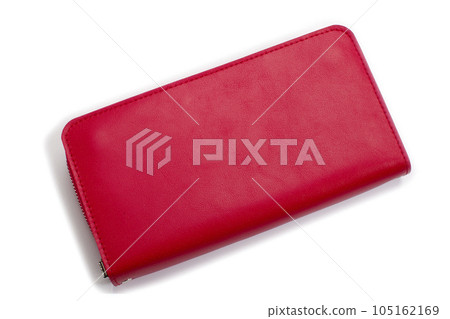 Red leather wallet on a white background 105162169