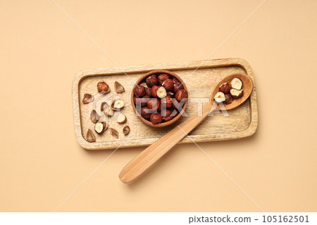 Healthy food and healthy nutrition concept, nuts - hazelnut 105162501
