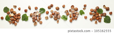 Healthy food and healthy nutrition concept, nuts - hazelnut 105162555