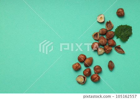 Healthy food and healthy nutrition concept, nuts - hazelnut Healthy food and healthy nutrition concept, nuts - hazelnut 105162557
