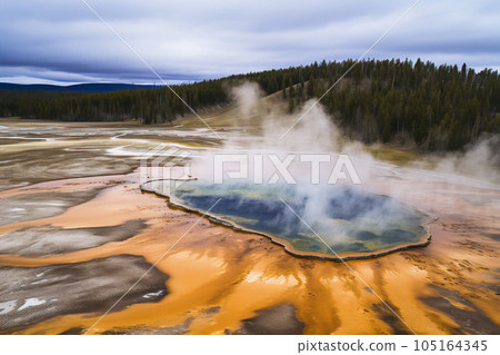 Surreal Geyser - Vibrant Decay and Sulfur in Springtime Meadows 105164345