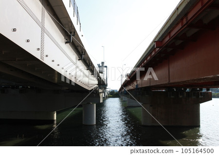 Edogawa Bridge on the Shuto Expressway Wangan Route and Ichikawa Ohashi Bridge on Route 357 105164500