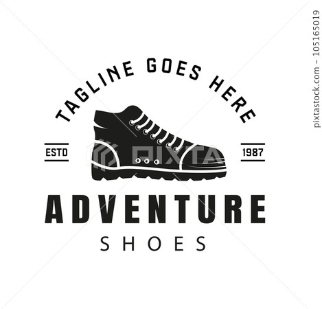 Outdoor Adventure Shoe logo Vintage Retro illustration. 105165019