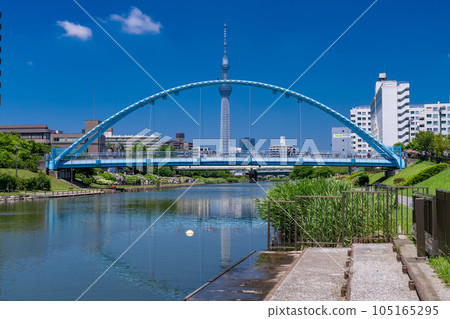 《Tokyo》Sky Tree, Fureai Bridge, Former Nakagawa Waterside Park 《Tokyo》Sky Tree, Fureai Bridge, Former Nakagawa Waterside Park 105165295
