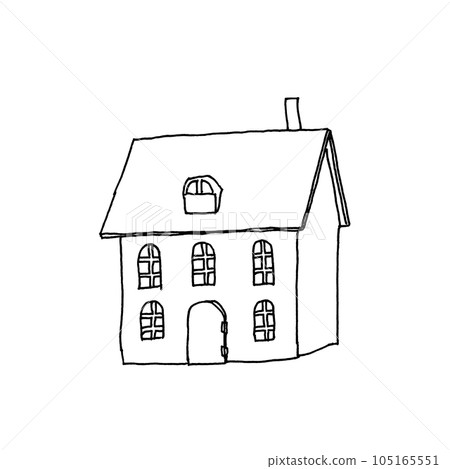 A house with a loft that appears in fantasy (monochrome) A house with a loft that appears in fantasy (monochrome) 105165551