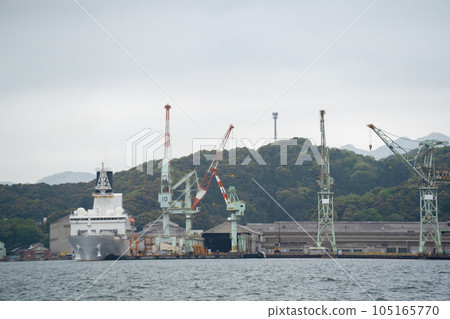A patrol boat moored at the Maizuru shipyard A patrol boat moored at the Maizuru shipyard 105165770