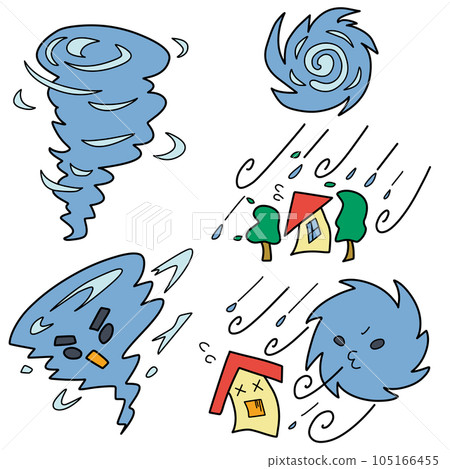 帶有颱風圖像的簡單變形彩色插圖集 帶有颱風圖像的簡單變形彩色插圖集 105166455