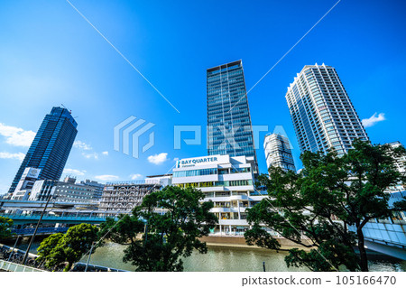 Yokohama cityscape in Japan, overlooking the Yokohama Bay Quarter, etc. 105166470